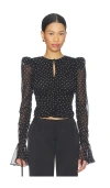 Rotate Birger Christensen Chiffon Ruched Top In Black