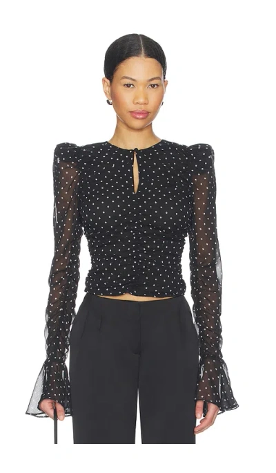 Rotate Birger Christensen Chiffon Ruched Top In Black