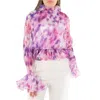 Rotate Birger Christensen Chiffon Ruffle Blouse In Purple