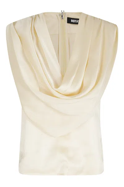 Rotate Birger Christensen Chiffon Waterfall Top In Neutral