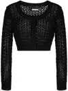 Rotate Birger Christensen Chunky-knit Cropped Cardigan In Black