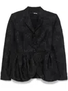 Rotate Birger Christensen Cloqué-effect Draped-detailing Blazer In Black