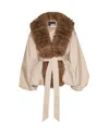 Rotate Birger Christensen Giacca Con Collo In Pelliccia Sintetica Beige In Neutral