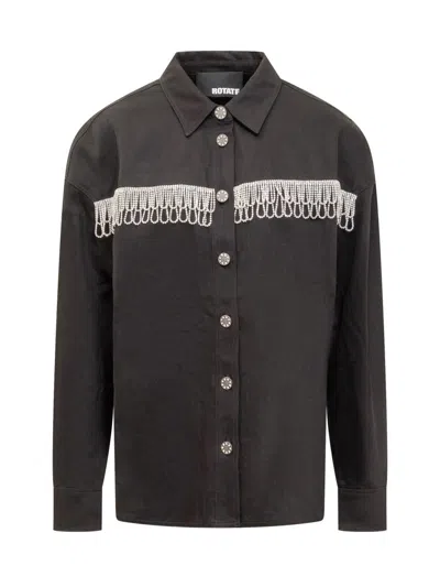 Rotate Birger Christensen Rotate Embellished Buttoned Shirt In Black
