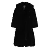 Rotate Birger Christensen Long-sleeves Faux-fur Coat In Black