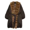 Rotate Birger Christensen Rotate Donatella Faux Fur Collar Coat In Brown