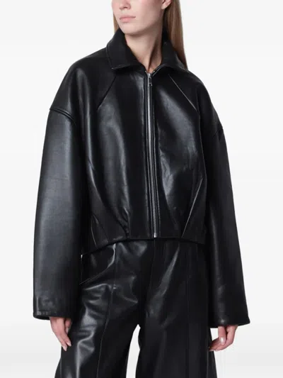 Rotate Birger Christensen Rotate Birgerchristensen Black Cropped Leather Jacket