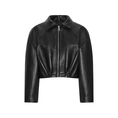 ROTATE BIRGER CHRISTENSEN COLLARED LEATHER JACKET