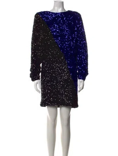 Pre-owned Rotate Birger Christensen Colorblock Pattern Mini Dress W/ Tags In Blue
