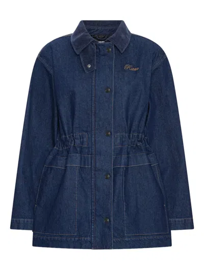 Rotate Birger Christensen Corduroy-collar Woven Jacket In Blue