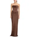 Rotate Birger Christensen Abito Lungo Corsage Chicory Coffee In Multi