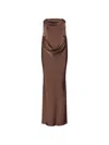 Rotate Birger Christensen Abito Lungo Corsage Chicory Coffee In Brown