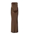 Rotate Birger Christensen Abito Lungo Corsage Chicory Coffee In Brown