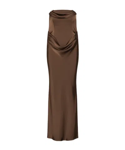 ROTATE BIRGER CHRISTENSEN ROTATE DRAPED STRAPLESS MAXI DRESS