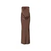 Rotate Birger Christensen Abito Lungo Corsage Chicory Coffee In Brown