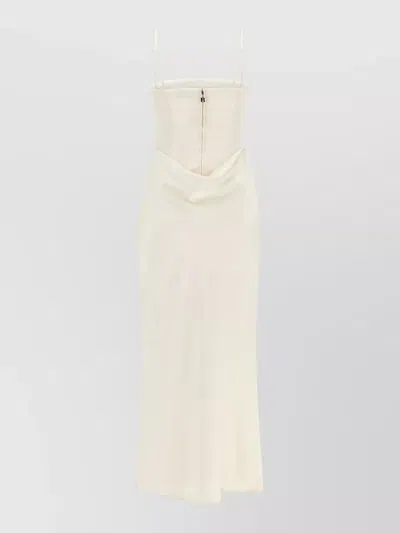 Rotate Birger Christensen Corsage Midi Dress Cowl Neckline Straps In White