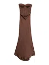 Rotate Birger Christensen Long Dress With Brown Bustier Bodice Rotate In Brown