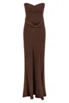 Rotate Birger Christensen Satin Bustier Gown In Brown