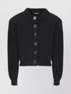 Rotate Birger Christensen Rotate Cropped Black Sweater With Padded Shoulders And Button Embellishments In Black