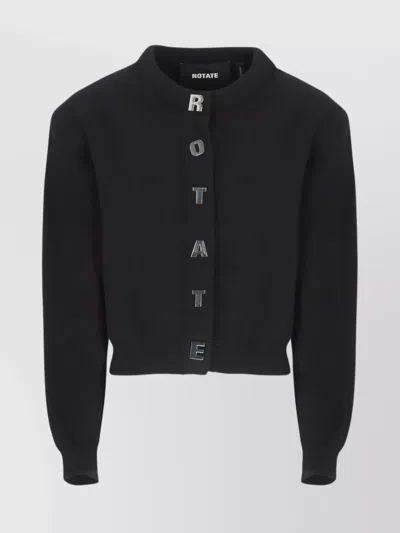 ROTATE BIRGER CHRISTENSEN COTTON CREW NECK CARDIGAN WITH METALLIC LETTERING