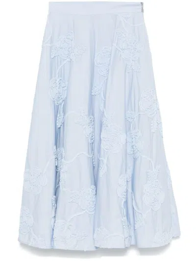 Rotate Birger Christensen Cotton Midi Skirt With Flowers