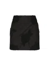 Rotate Birger Christensen Black Mini Skirt With 3d Floral Details Applied All-over In Cotton Woman In Black
