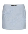 Rotate Birger Christensen Light Blue Cotton Mini Skirt With 3d Floral Embroidery In Blue