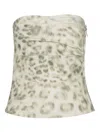 Rotate Birger Christensen Cotton Top With Denim Animal Print In Multicolour