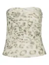 Rotate Birger Christensen Cotton Top With Denim Animal Print In Multicolour