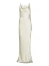 Rotate Birger Christensen Cowl-neck Lace-back Gown In Metallic