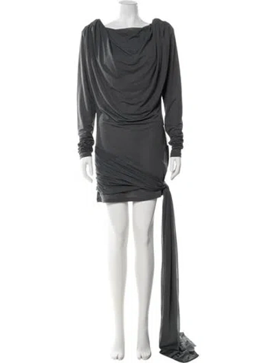 Pre-owned Rotate Birger Christensen Cowl Neck Mini Dress In Gray
