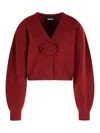 Rotate Birger Christensen Burgundy Alpaca Blend Cardigan In Red