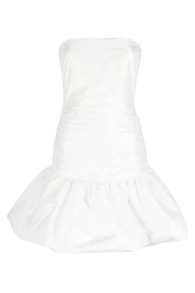 Rotate Birger Christensen Cream Balloon Skirt Sleeveless Silk Mini Dress In White
