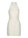 Rotate Birger Christensen Cream Mini Dress With All-over Sequins And Halter Neck In White