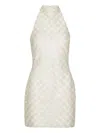 Rotate Birger Christensen Cream Mini Dress With All-over Sequins And Halter Neck In White