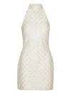 Rotate Birger Christensen Cream Mini Dress With All-over Sequins And Halter Neck In White