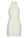 Rotate Birger Christensen Cream Mini Dress With All-over Sequins And Halter Neck In White