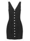 Rotate Birger Christensen Rotate V-neck Mini Dress With Decorative Front Buttons In Black