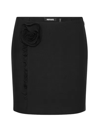 Rotate Birger Christensen Crepe Flower Mini Skirt In Black