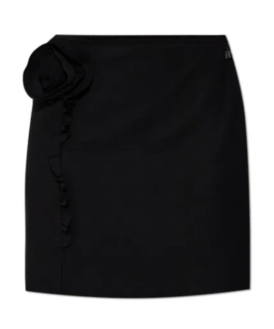 Rotate Birger Christensen Crepe Flower Mini Skirt In Black