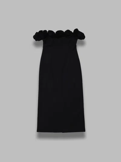 Rotate Birger Christensen Crepe Midi Flower Dress In Black