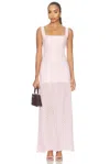 Rotate Birger Christensen Crepe Scoop Neck Dress In Cherry Blossom Comb In Pink