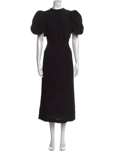 Pre-owned Rotate Birger Christensen Crew Neck Long Dress In Black
