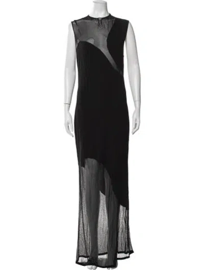 Pre-owned Rotate Birger Christensen Crew Neck Long Dress In Black