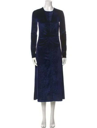 Pre-owned Rotate Birger Christensen Crew Neck Long Dress In Blue