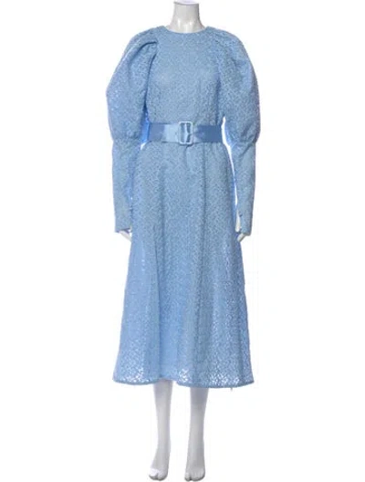 Pre-owned Rotate Birger Christensen Crew Neck Long Dress In Blue