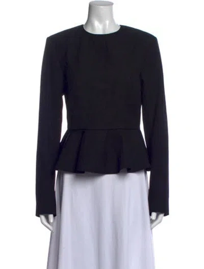 Pre-owned Rotate Birger Christensen Crew Neck Long Sleeve Top In Black