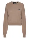 Rotate Birger Christensen Crew-neck Merino-cashmere Sweater In Burgundy