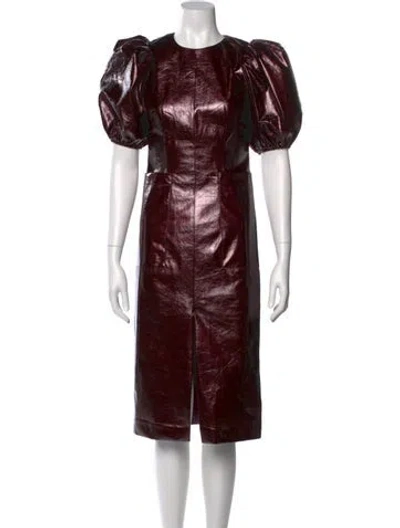 Pre-owned Rotate Birger Christensen Crew Neck Midi Length Dress In Red