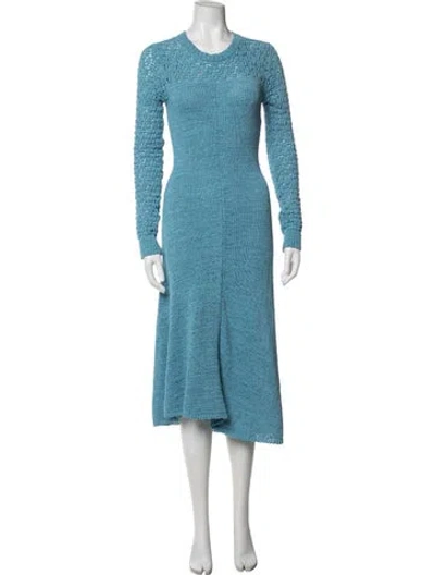 Pre-owned Rotate Birger Christensen Crew Neck Midi Length Dress W/ Tags In Blue